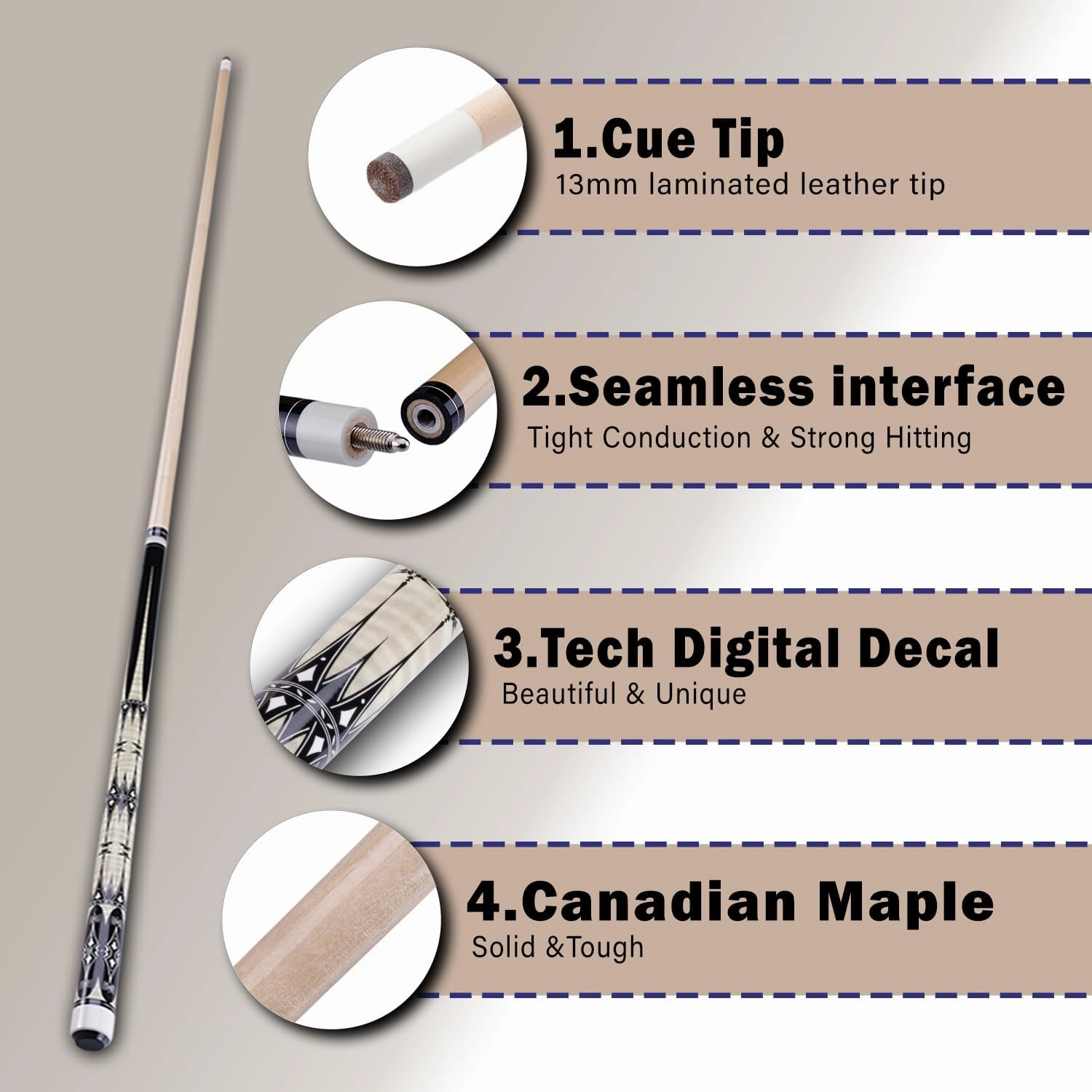 13mm 58 Inch 19 20 oz Billiard Pool Cue Stick, 1/2 Maple Billiard Pool Stick, House Bar Pool Table Sticks for Men