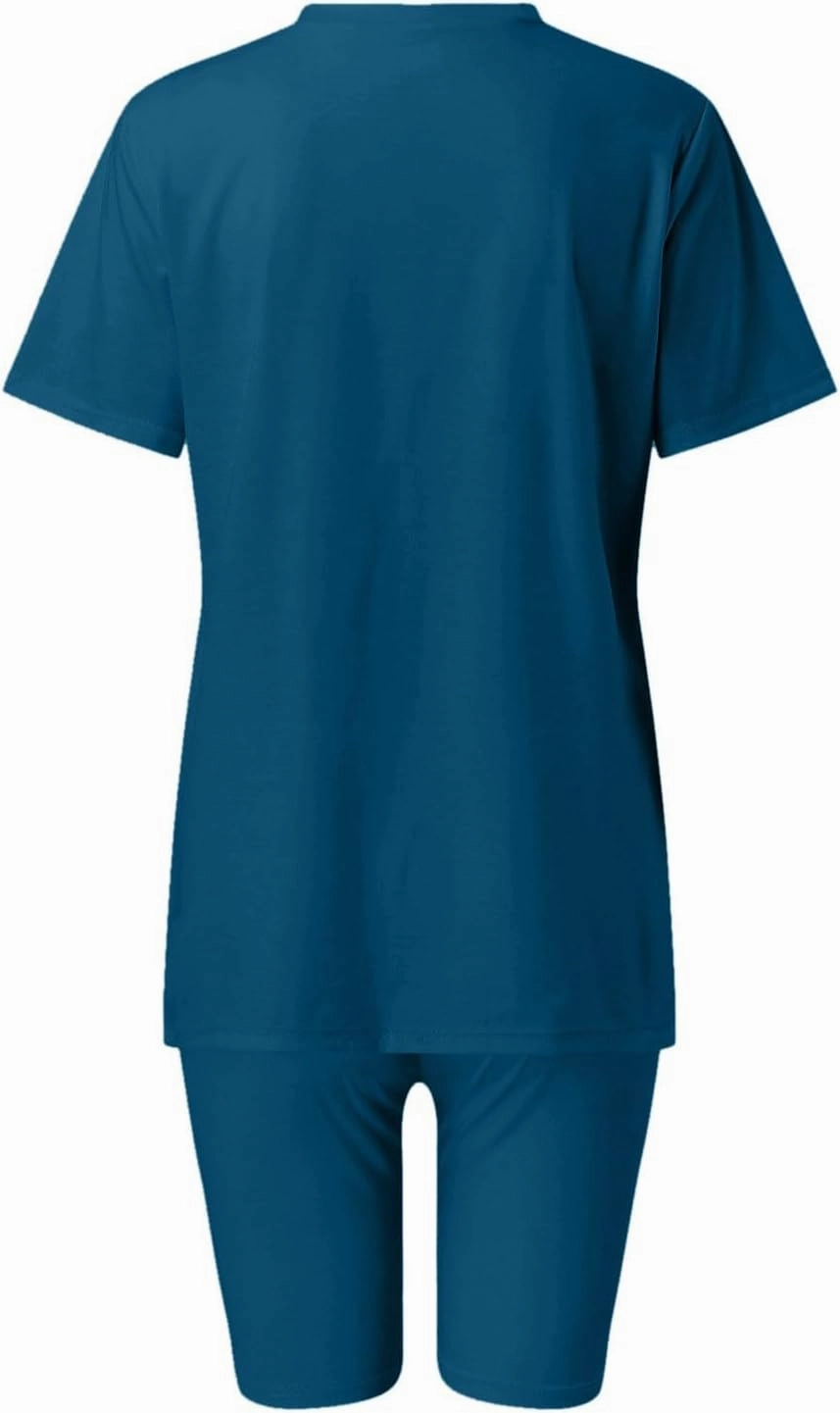 2 Piece Lounge Set Women Summer Short Sleeve V Neck Tshirts and Comfy Shorts Sets Loose Matching Yoga Workout Outfits