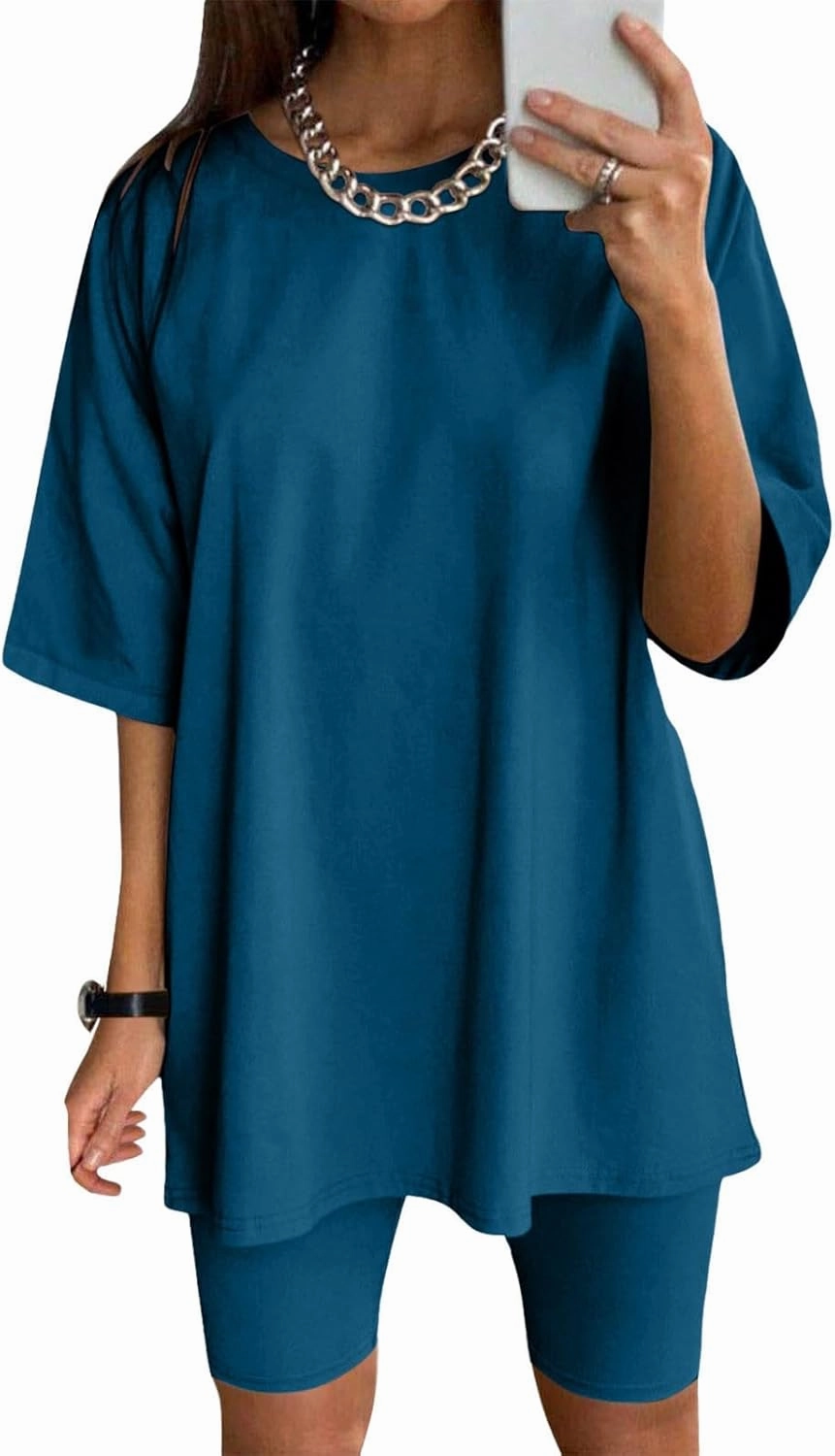 2 Piece Lounge Set Women Summer Short Sleeve V Neck Tshirts and Comfy Shorts Sets Loose Matching Yoga Workout Outfits