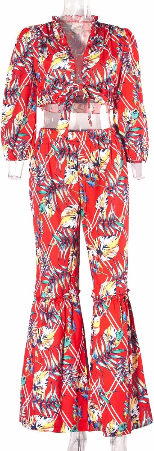 2 Piece Outfits for Women Summer Two Piece Crop Top Shorts Set Boho Floral Print Romper Jumpsuit