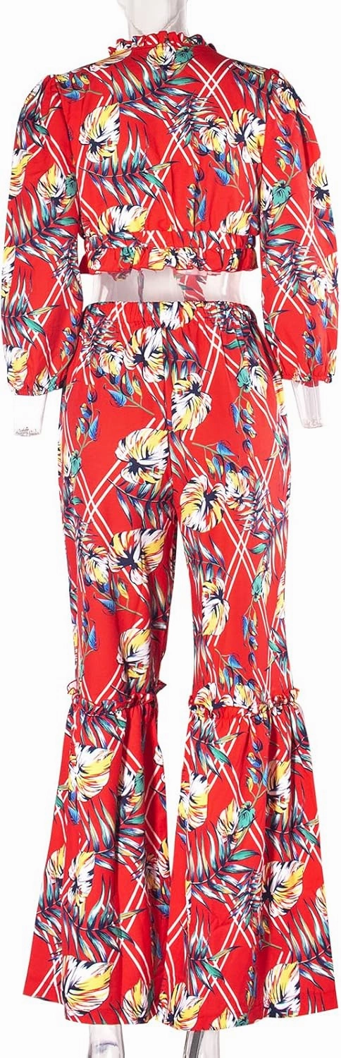 2 Piece Outfits for Women Summer Two Piece Crop Top Shorts Set Boho Floral Print Romper Jumpsuit
