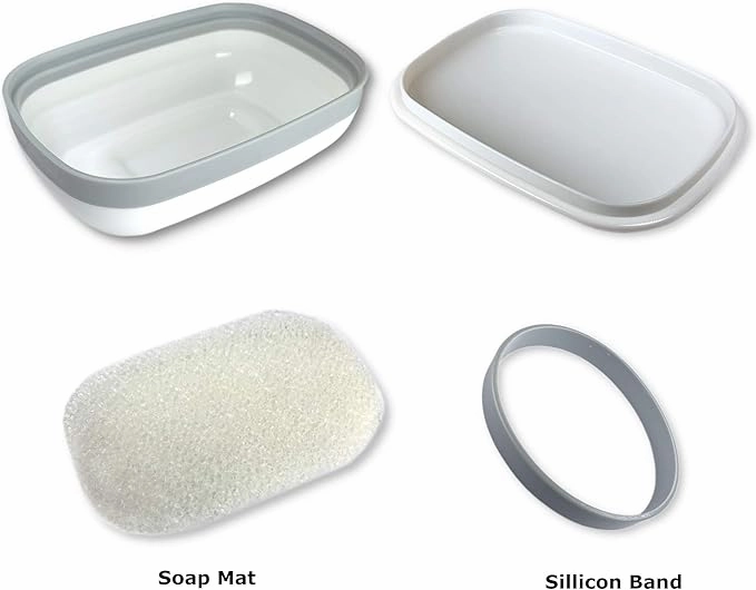 2Pack Travel Soap Box,soap Bar Holder Dish Container Case with Sponge Saver&Silicone Band,Strong Sealing,Leak Proof,Portable,Best for Bathroom,Gym,School,Camping,Hiking,Vacation(Pack of 2)