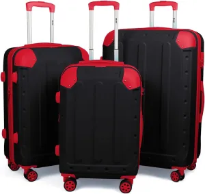 3 Piece Luggage Sets（20/24/28in） Luggage with TSA Lock,large luggage with spinner wheels,Travel Luggage for Men Women#Black Red