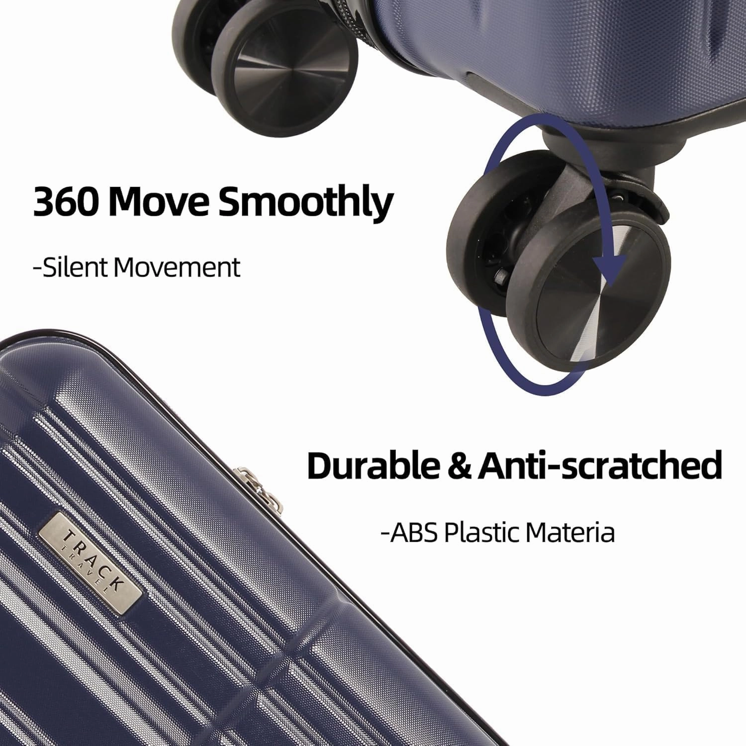 4 Piece Luggage Set ABS PC Expandable Hardshell TSA Lock Aluminum Trolley Spinner Wheels (Blue, 4 Piece Set)