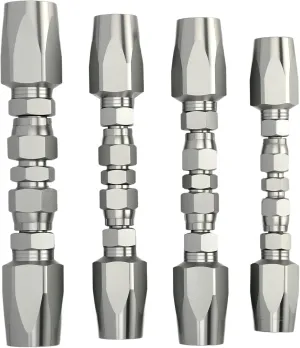 4pcs Reusable Hydraulic Hose Repair Kit,1/4",3/8",1/2" Inner Diameter Compatible with SAE 100R1 1-wire and SAE 100R2 R16 R17 R19 2-wire Hydraulic Hoses,Quick Repair of Various Hydraulic Hose Failures