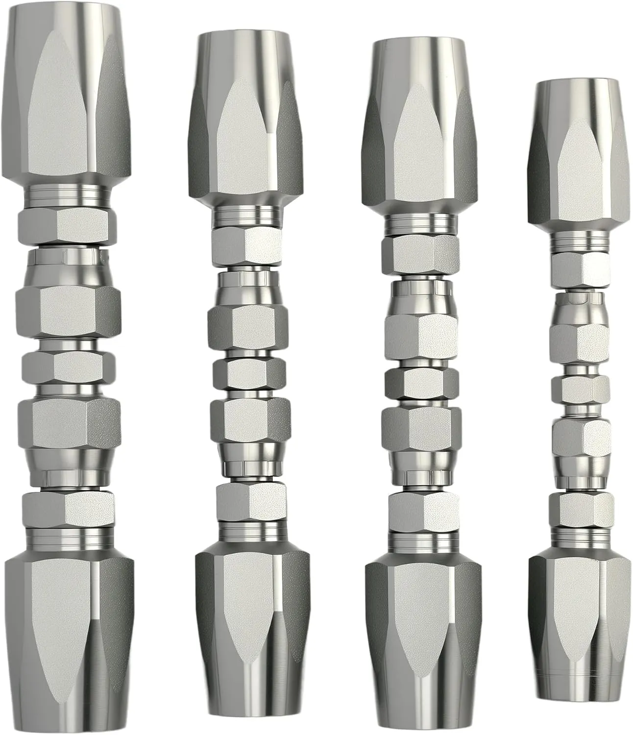 4pcs Reusable Hydraulic Hose Repair Kit,1/4",3/8",1/2" Inner Diameter Compatible with SAE 100R1 1-wire and SAE 100R2 R16 R17 R19 2-wire Hydraulic Hoses,Quick Repair of Various Hydraulic Hose Failures