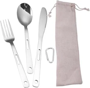 5-piece Camping Cutlery Set Portable Tableware for Outdoor Stainless Steel Spoon Knife Fork Travel Cutlery