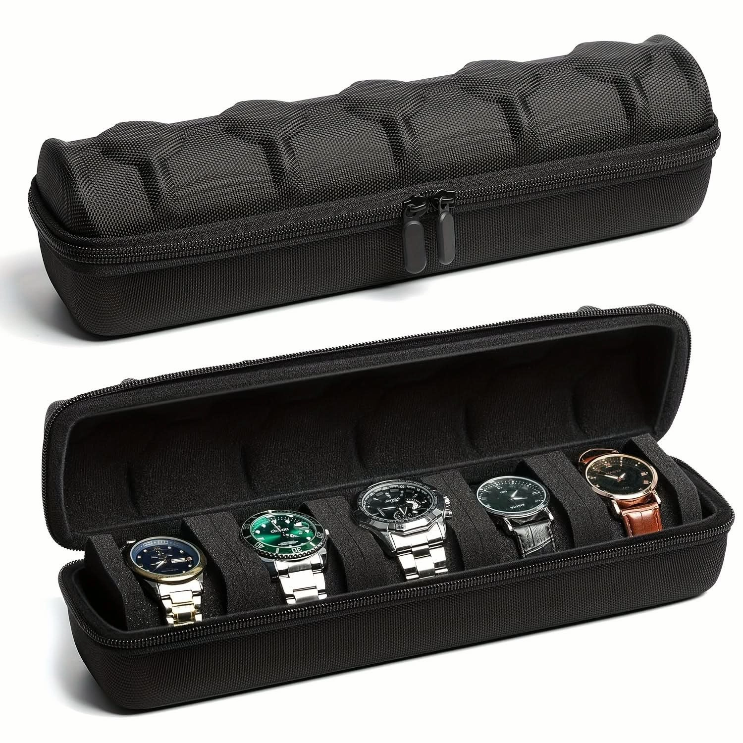 5-Slot Watch Travel Case with Foam Pillow