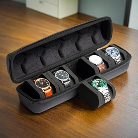 5-Slot Watch Travel Case with Foam Pillow