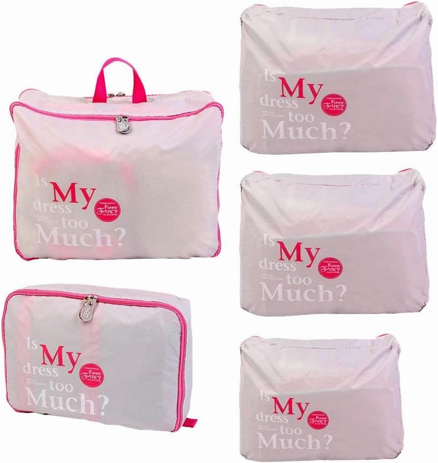 5pcs Travel Essential Bag-in-Bag Travel Luggage Organizer Storage Handle Bag Pouch Set, Grey, Toiletry Bag