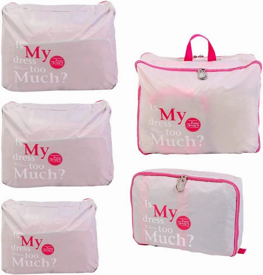 5pcs Travel Essential Bag-in-Bag Travel Luggage Organizer Storage Handle Bag Pouch Set, Grey, Toiletry Bag