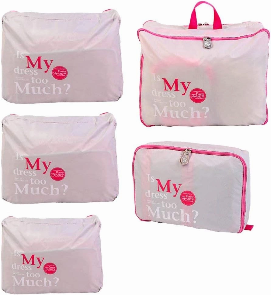 5pcs Travel Essential Bag-in-Bag Travel Luggage Organizer Storage Handle Bag Pouch Set, Grey, Toiletry Bag