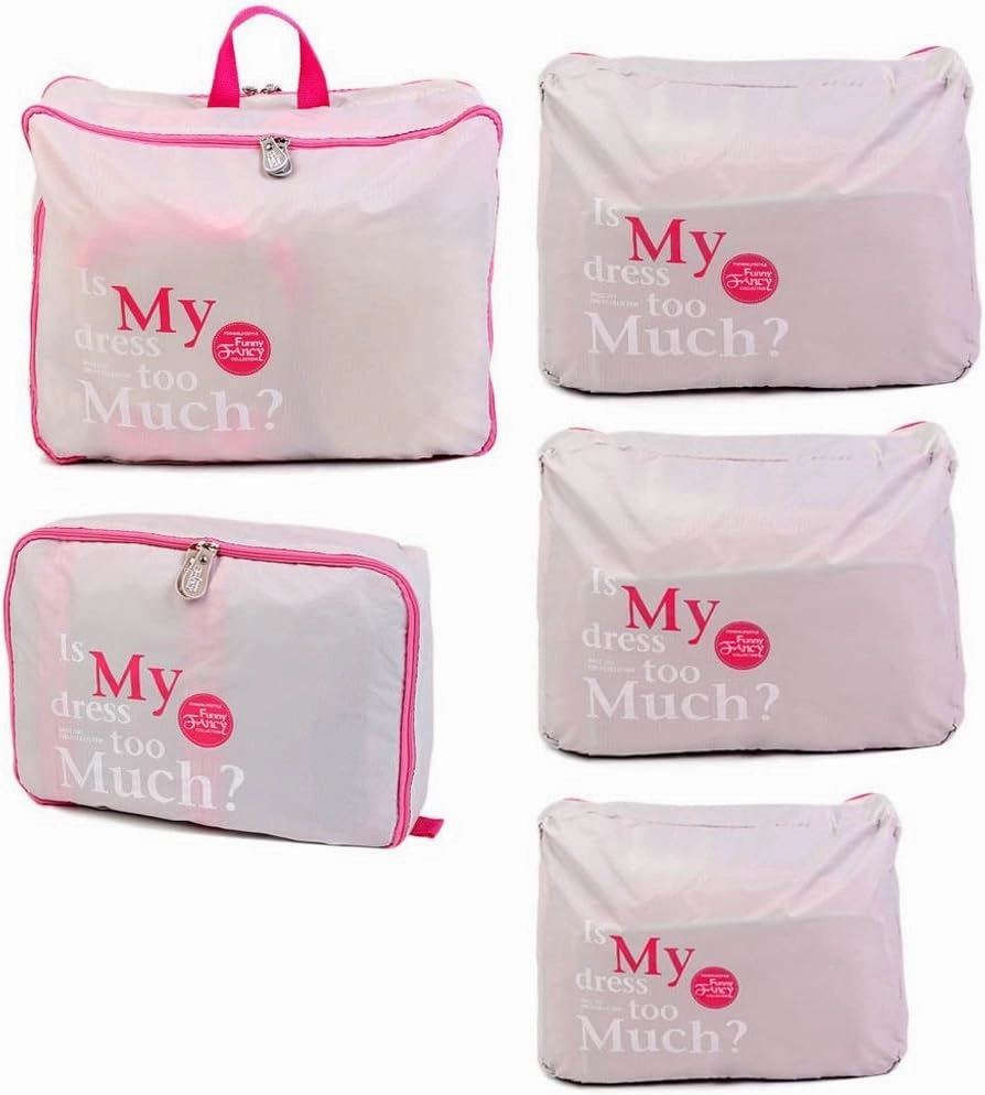 5pcs Travel Essential Bag-in-Bag Travel Luggage Organizer Storage Handle Bag Pouch Set, Grey, Toiletry Bag