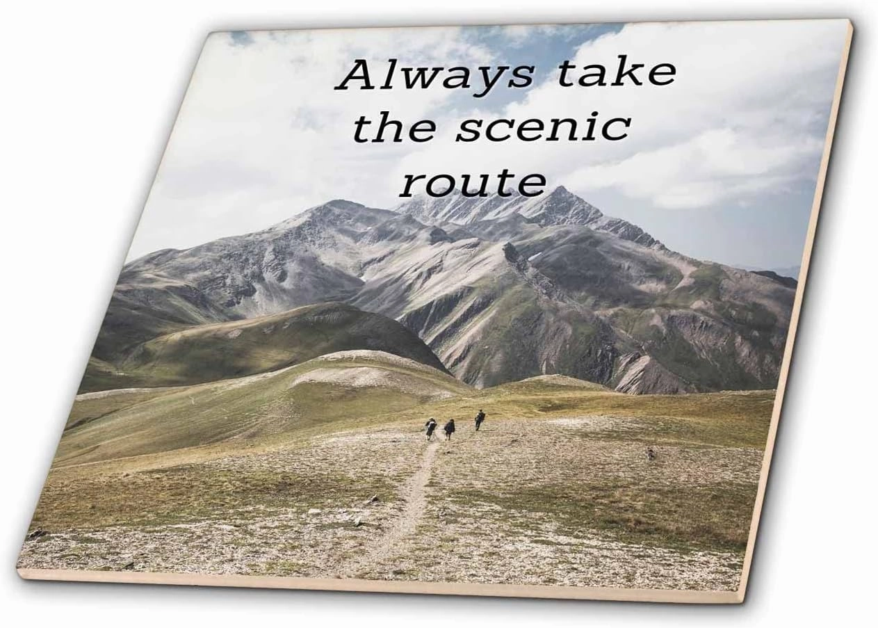 8 Inch Glass Tile - Unique Travel Always take The Scenic Road 3dRose-Travel Quotes