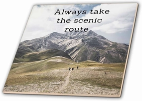 8 Inch Glass Tile - Unique Travel Always take The Scenic Road 3dRose-Travel Quotes