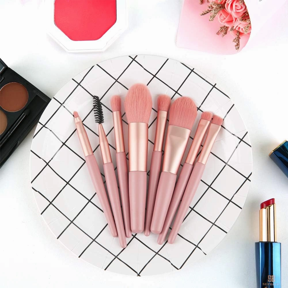 8-Piece Mini Travel Makeup Brush Set - Soft, Portable, Essential