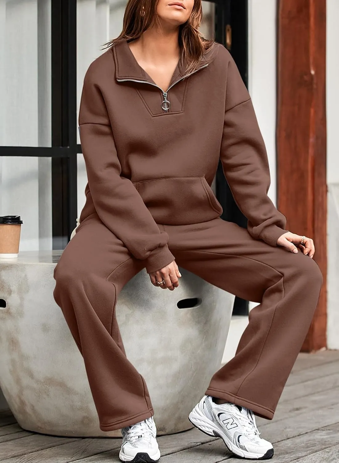 Aleumdr Womens 2 Piece Outfits Matching Sweat Sets Sweatsuit Tracksuit Zip up Sweatshirt and Sweatpants Lounge Sets