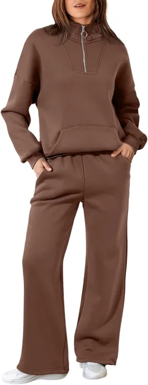 Aleumdr Womens 2 Piece Outfits Matching Sweat Sets Sweatsuit Tracksuit Zip up Sweatshirt and Sweatpants Lounge Sets