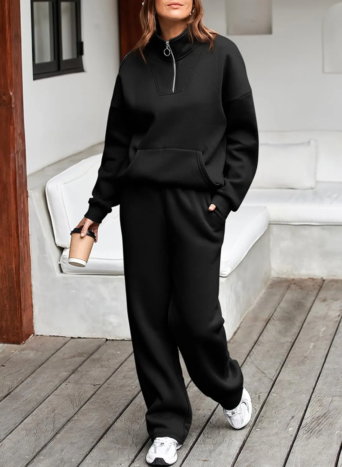 Aleumdr Womens 2 Piece Outfits Matching Sweat Sets Sweatsuit Tracksuit Zip up Sweatshirt and Sweatpants Lounge Sets
