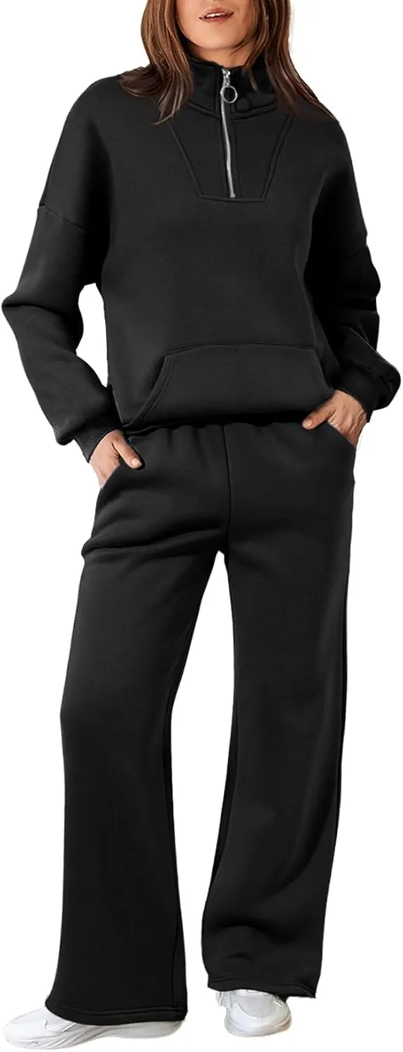 Aleumdr Womens 2 Piece Outfits Matching Sweat Sets Sweatsuit Tracksuit Zip up Sweatshirt and Sweatpants Lounge Sets