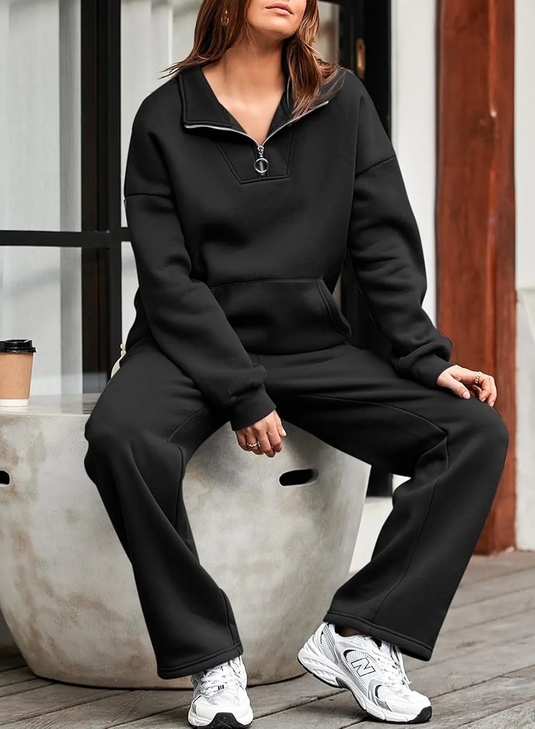 Aleumdr Womens 2 Piece Outfits Matching Sweat Sets Sweatsuit Tracksuit Zip up Sweatshirt and Sweatpants Lounge Sets