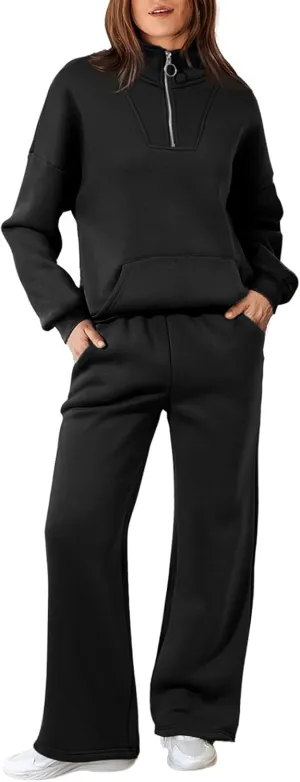 Aleumdr Womens 2 Piece Outfits Matching Sweat Sets Sweatsuit Tracksuit Zip up Sweatshirt and Sweatpants Lounge Sets