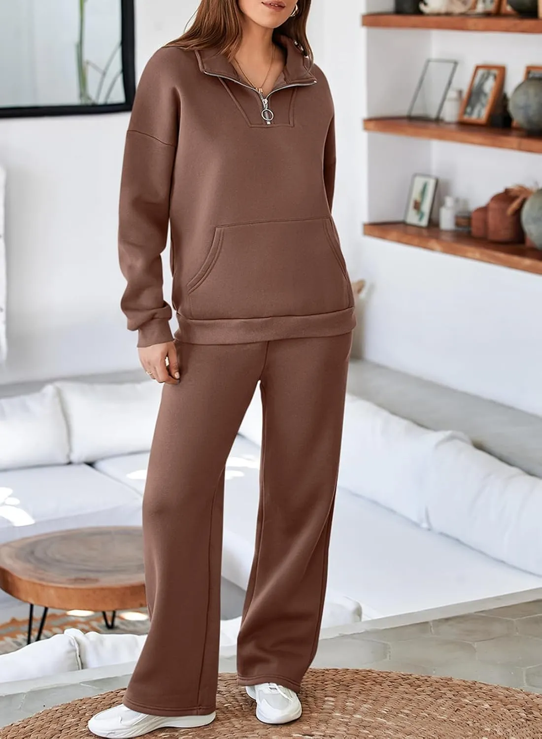 Aleumdr Womens 2 Piece Outfits Matching Sweat Sets Sweatsuit Tracksuit Zip up Sweatshirt and Sweatpants Lounge Sets