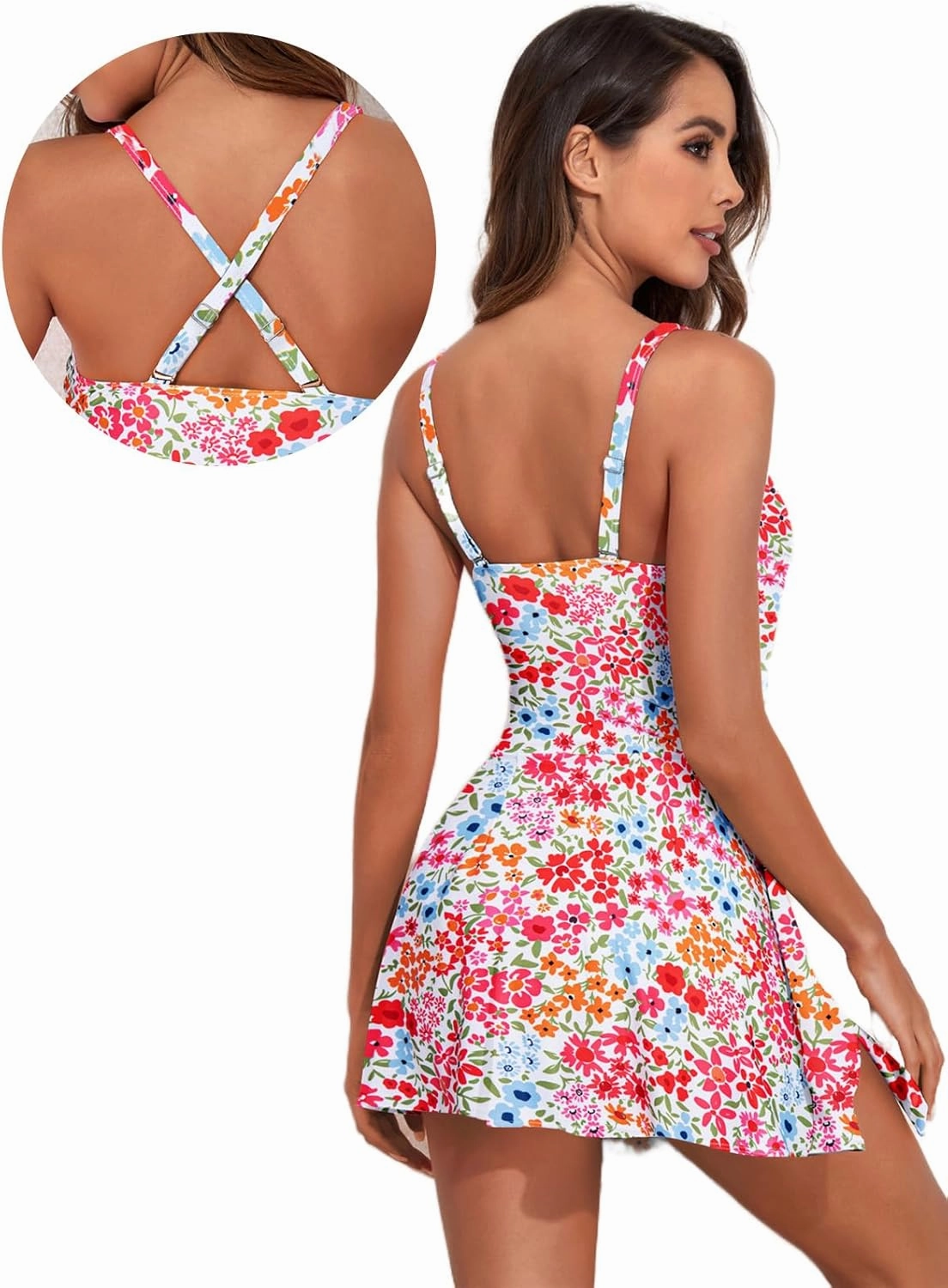 Aleumdr One Piece Swimdress Swimsuits for Women Tummy Control Tie Knot Swim Dresses Skirt Bathing Suit