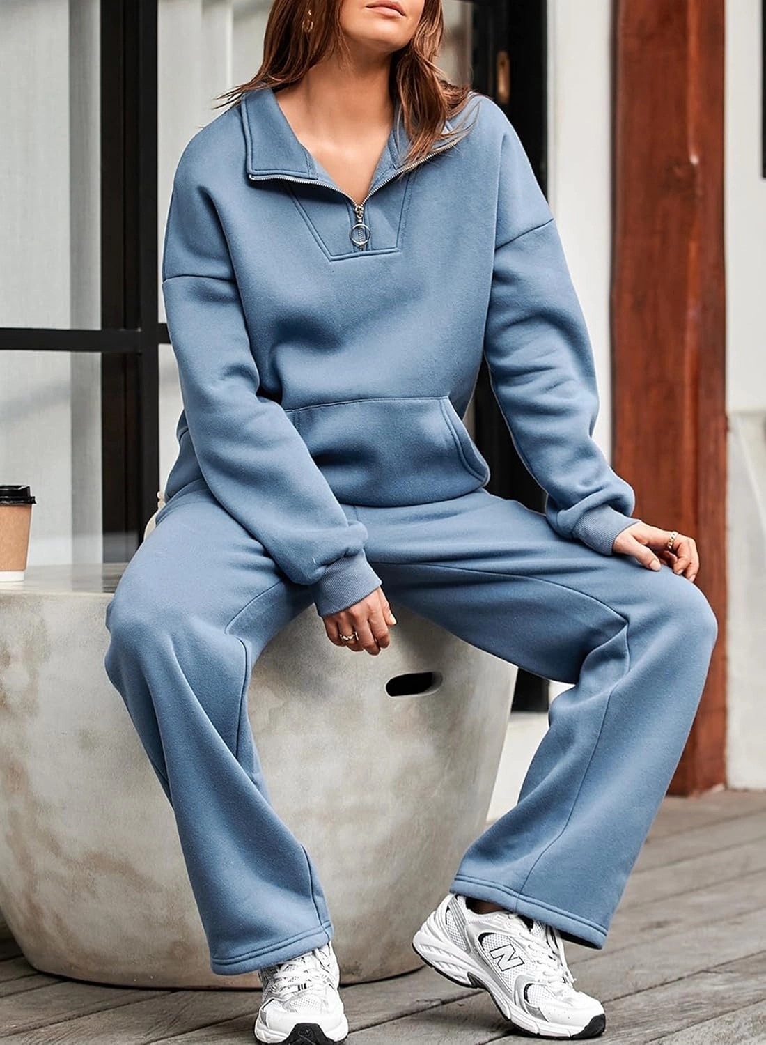 Aleumdr Womens 2 Piece Outfits Matching Sweat Sets Sweatsuit Tracksuit Zip up Sweatshirt and Sweatpants Lounge Sets