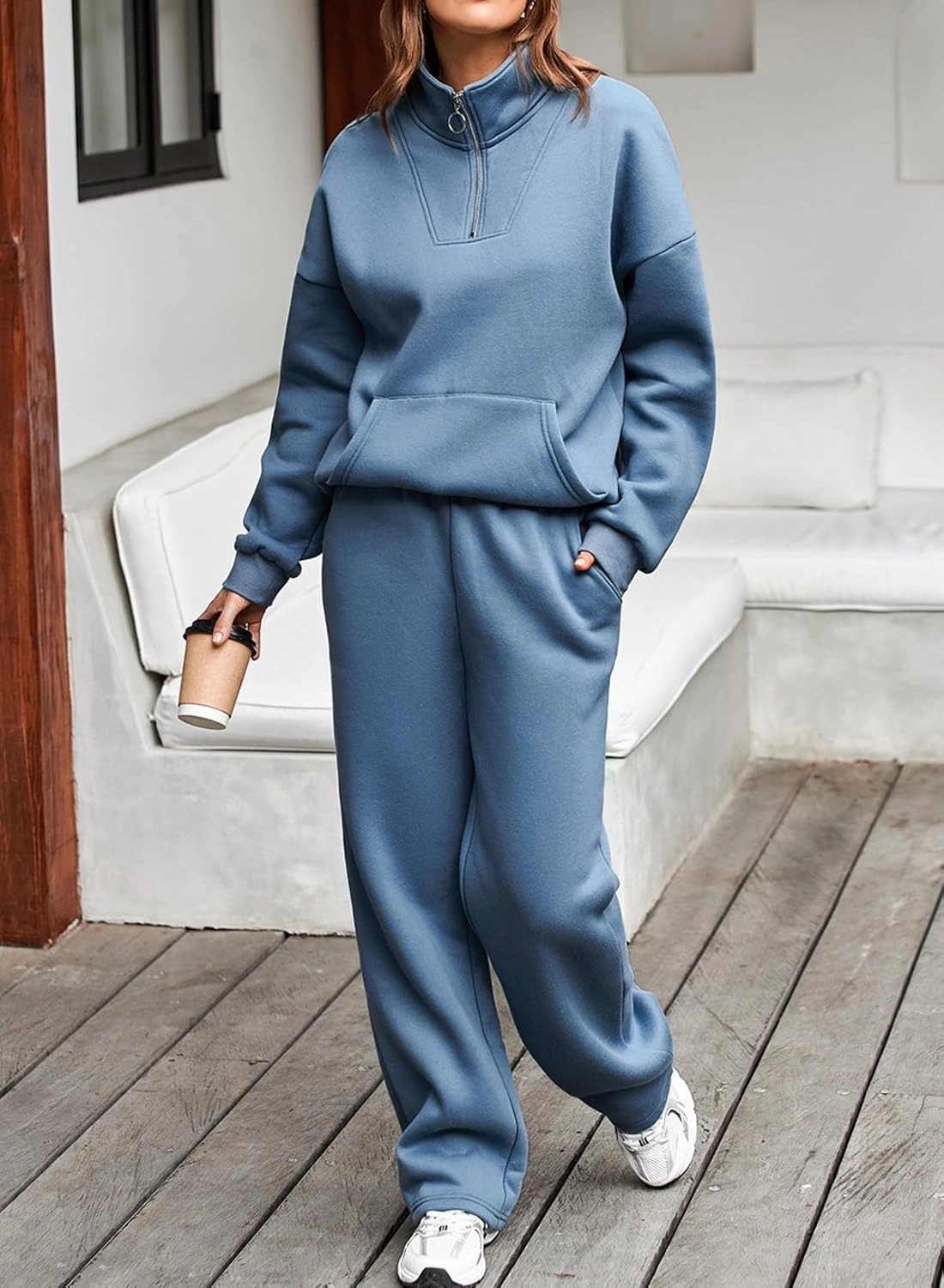 Aleumdr Womens 2 Piece Outfits Matching Sweat Sets Sweatsuit Tracksuit Zip up Sweatshirt and Sweatpants Lounge Sets