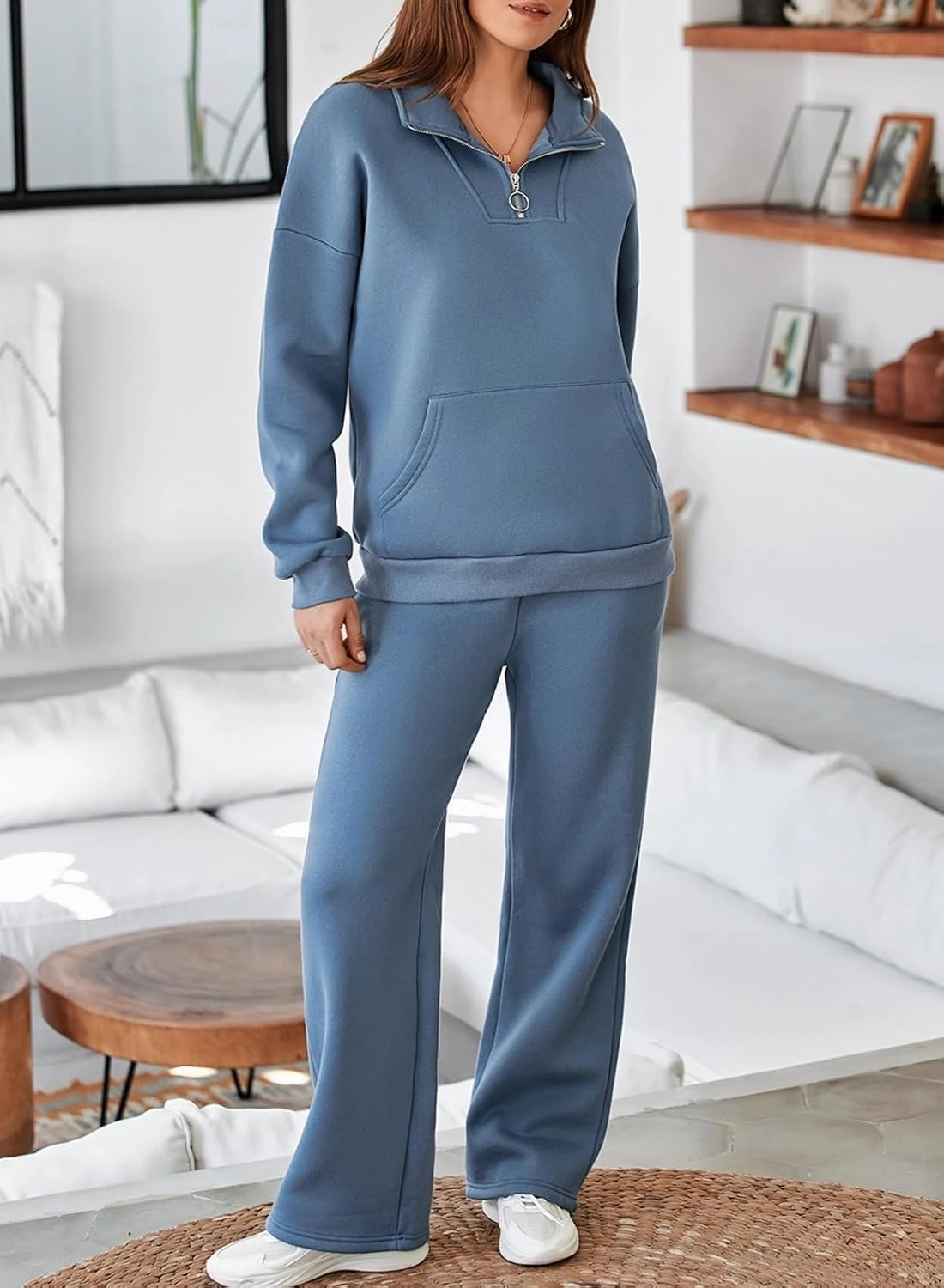 Aleumdr Womens 2 Piece Outfits Matching Sweat Sets Sweatsuit Tracksuit Zip up Sweatshirt and Sweatpants Lounge Sets