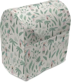 Ambesonne Rural Stand Mixer Cover, Vietnamese People in the Rainforest Palm Trees Exotic Jungle Foliage Travel, Kitchen Appliance Organizer Bag Cover with a Pocket, 6-8 Quarts, Seafoam Rose Ivory