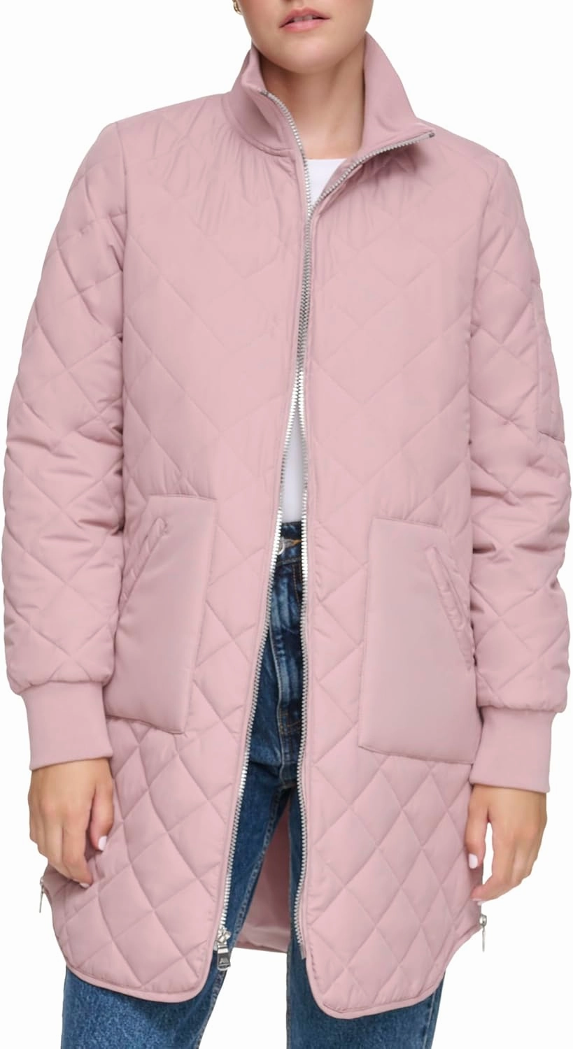 Andrew Marc Women's Quilted Longline Jacket with Side Zips