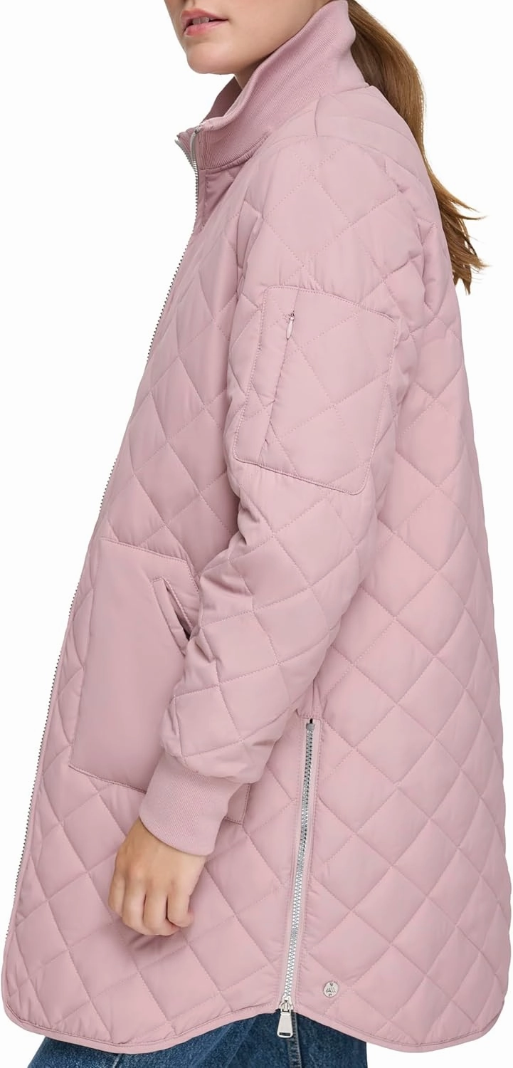 Andrew Marc Women's Quilted Longline Jacket with Side Zips