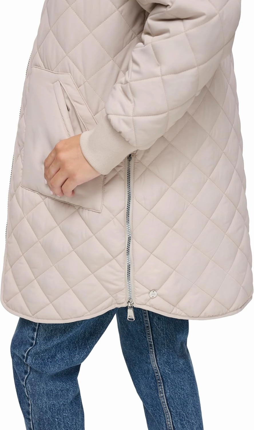 Andrew Marc Women's Quilted Longline Jacket with Side Zips