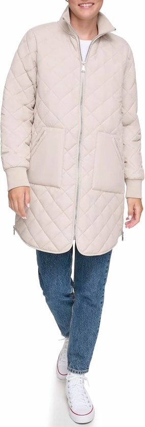 Andrew Marc Women's Quilted Longline Jacket with Side Zips