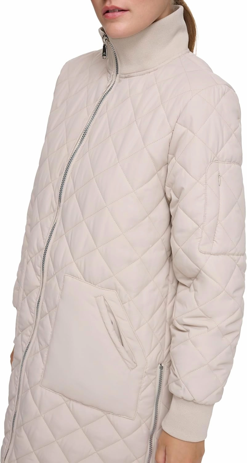 Andrew Marc Women's Quilted Longline Jacket with Side Zips