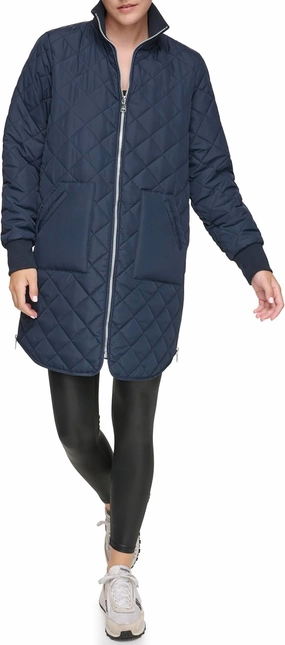 Andrew Marc Women's Quilted Longline Jacket with Side Zips