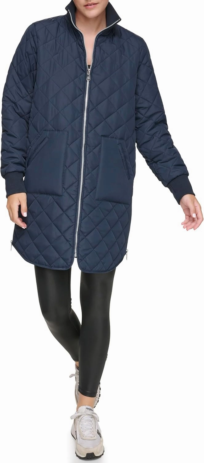 Andrew Marc Women's Quilted Longline Jacket with Side Zips