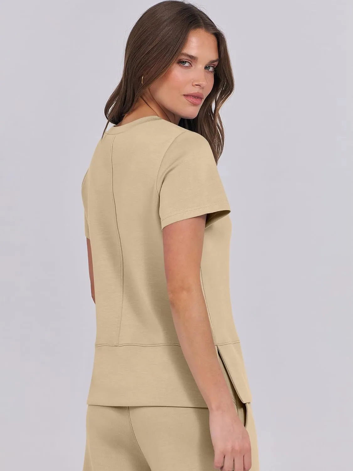 ANRABESS Women 2 Piece Lounge Sets Summer Travel Sweat Outfits Short Sleeve Wide Leg Casual Matching Tracksuits Clothes