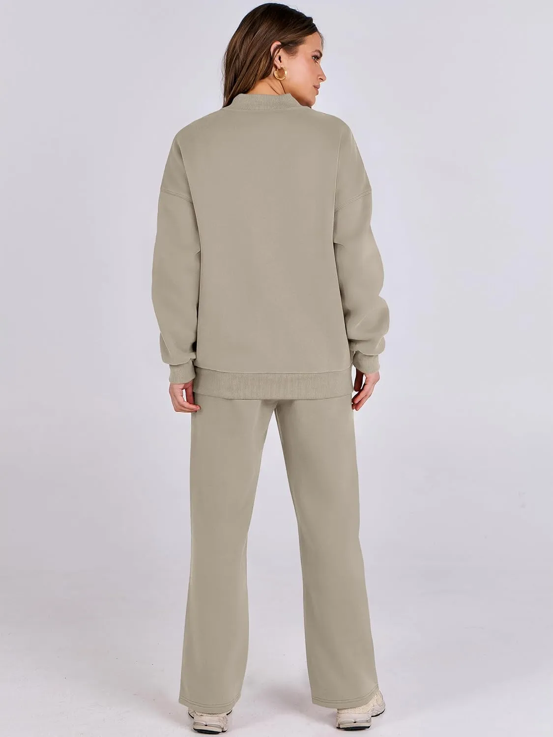 ANRABESS Women 2 Piece Outfits Lounge Set Oversized Zip Up Sweatshirt Jacket Sweatpant Matching Sweat Sets Winter Sweatsuits