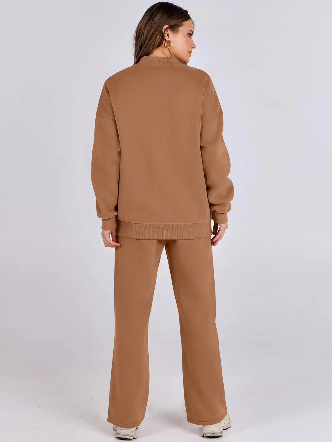 ANRABESS Women 2 Piece Outfits Lounge Set Oversized Zip Up Sweatshirt Jacket Sweatpant Matching Sweat Sets Winter Sweatsuits