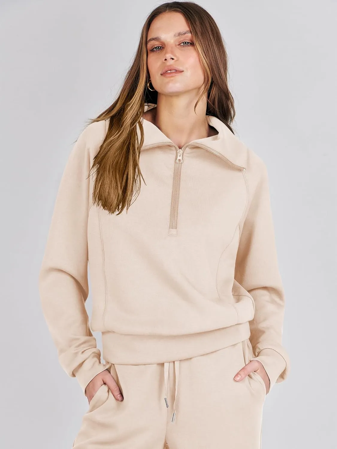 ANRABESS Women 2 Piece Outfits Sweatsuit Oversized Sweatshirt Sweatpants Tracksuit Sweat Lounge Matching Set 2025 Fall Trendy