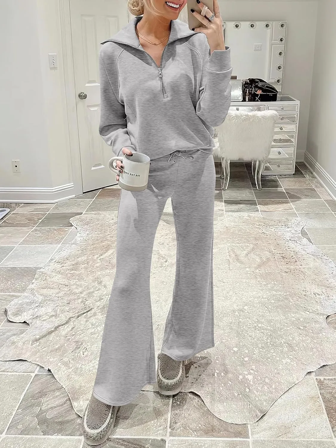 ANRABESS Women 2 Piece Outfits Sweatsuit Oversized Sweatshirt Sweatpants Tracksuit Sweat Lounge Matching Set 2025 Fall Trendy