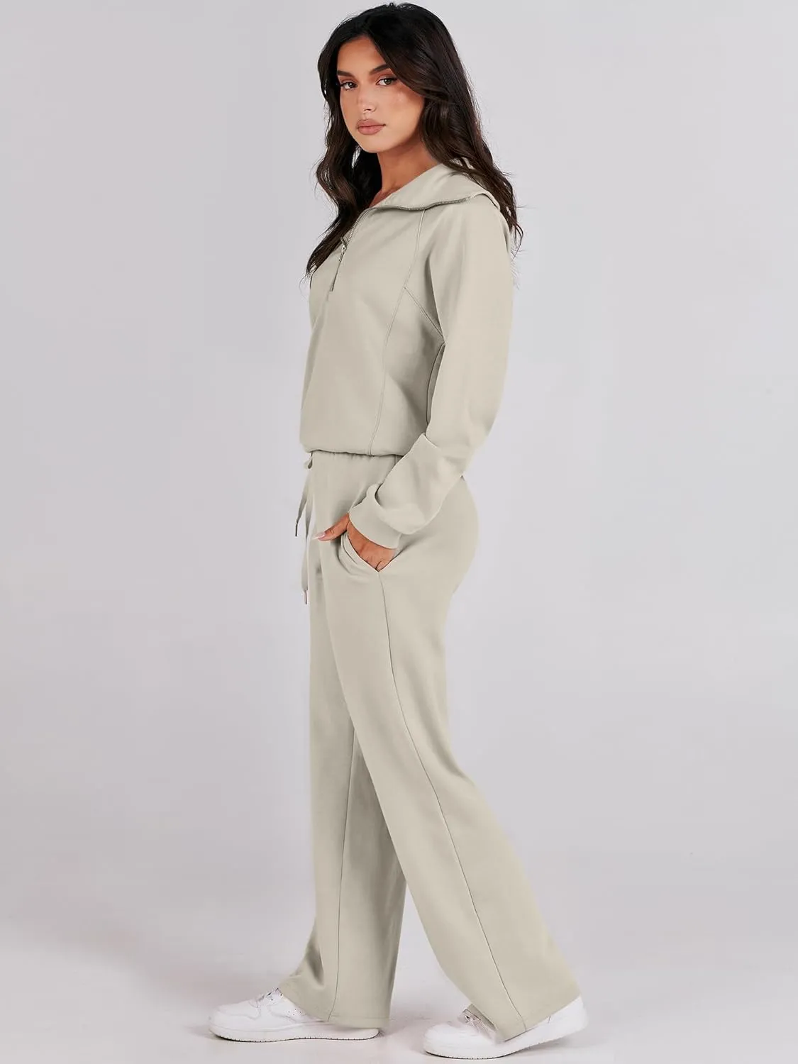 ANRABESS Women 2 Piece Outfits Sweatsuit Oversized Sweatshirt Sweatpants Tracksuit Sweat Lounge Matching Set 2025 Fall Trendy