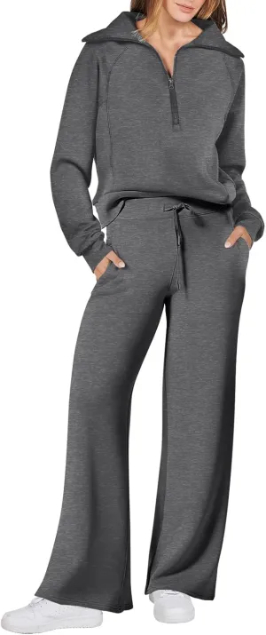 ANRABESS Women 2 Piece Outfits Sweatsuit Oversized Sweatshirt Sweatpants Tracksuit Sweat Lounge Matching Set 2025 Fall Trendy