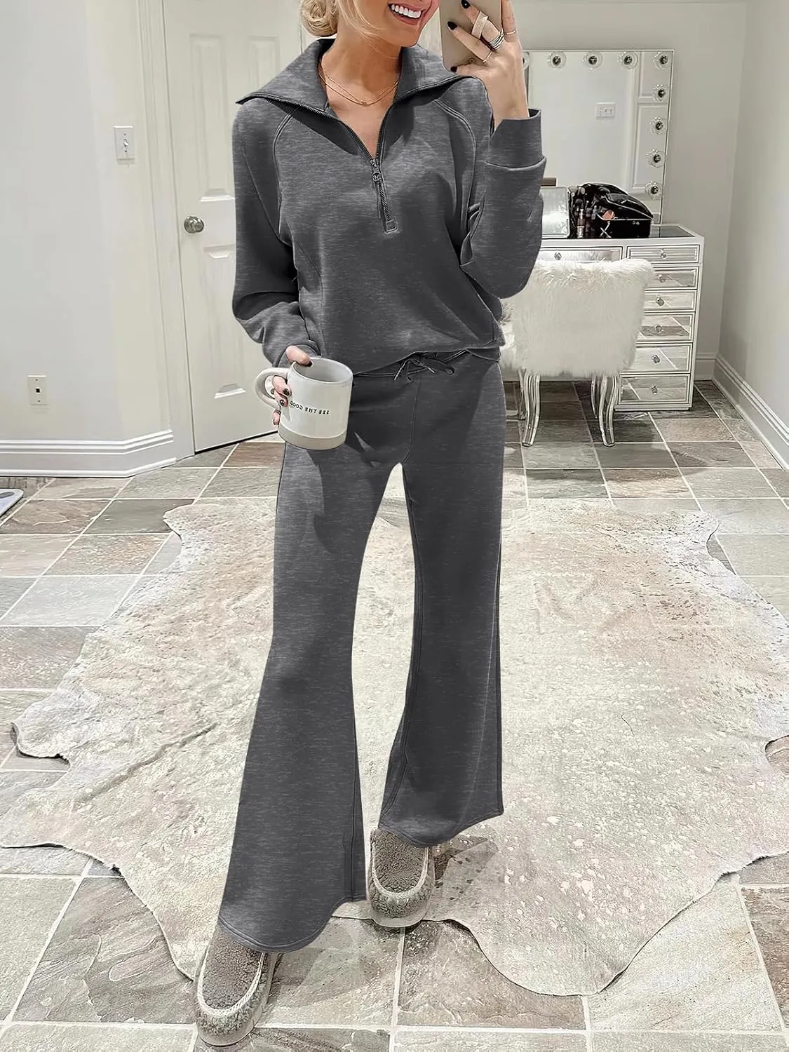 ANRABESS Women 2 Piece Outfits Sweatsuit Oversized Sweatshirt Sweatpants Tracksuit Sweat Lounge Matching Set 2025 Fall Trendy