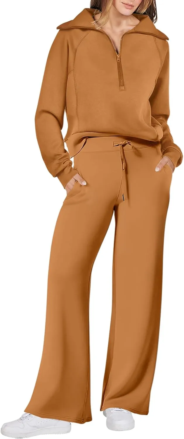 ANRABESS Women 2 Piece Outfits Sweatsuit Oversized Sweatshirt Sweatpants Tracksuit Sweat Lounge Matching Set 2025 Fall Trendy
