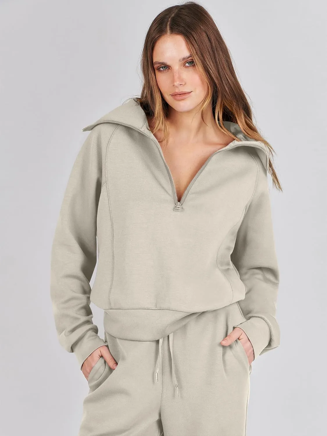 ANRABESS Women 2 Piece Outfits Sweatsuit Oversized Sweatshirt Sweatpants Tracksuit Sweat Lounge Matching Set 2025 Fall Trendy
