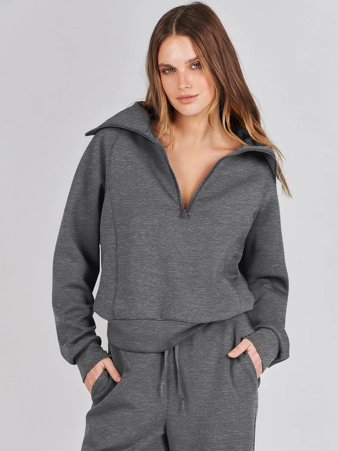 ANRABESS Women 2 Piece Outfits Sweatsuit Oversized Sweatshirt Sweatpants Tracksuit Sweat Lounge Matching Set 2025 Fall Trendy